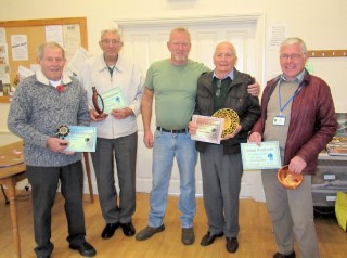 Tony Handford with the winners of the November certificates